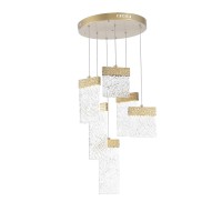 Led Chandelier With Gold Leaf Finish