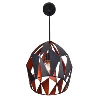 1 Light Down Pendant With Black+Copper Finish