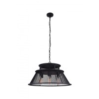 7 Light Down Chandelier With Reddish Black Finish