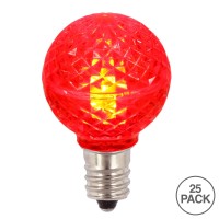 Vickerman G30 Faceted Led Red Bulb E12 .38W 25/Box - Xledg33-25