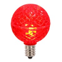 Vickerman G40 Faceted Led Red Bulb E12 .38W 25/Box - Xledg43-25