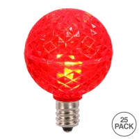 Vickerman G40 Faceted Led Red Bulb E12 .38W 25/Box - Xledg43-25