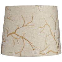 Beige Plum Flower Embroidery Medium Drum Lamp Shade 12