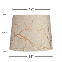 Beige Plum Flower Embroidery Medium Drum Lamp Shade 12