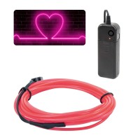 Jiguoor El Wire Battery Pack 164Ft 5M Bright Neon Light Strip 360 Illumination Neon Tube Rope Lights For Diy Festival Party