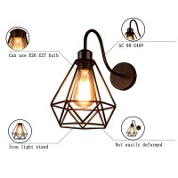 2 Pack Metal Wire Cage Rustic Wall Sconce, No Dimmable Vintage Industrial Wall Lamp Fixture,For Bedroom Farmhouse, Antique Edison Style Iron Wall Mount Light (Black)