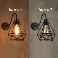 2 Pack Metal Wire Cage Rustic Wall Sconce, No Dimmable Vintage Industrial Wall Lamp Fixture,For Bedroom Farmhouse, Antique Edison Style Iron Wall Mount Light (Black)