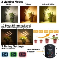 Bseah Grow Light Plant Lights For Indoor Plants, Full Spectrum Plant Grow Lights With 3/9/12H Timer, Auto On & Off, 10 Dimmable Lightness Clip-On Desk Led Grow Light For Seed Starting