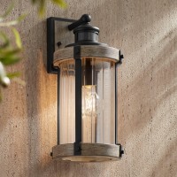 John Timberland Stan Rustic Outdoor Wall Light Fixture Wood Finish Black 15 1/2