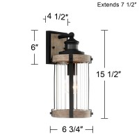 John Timberland Stan Rustic Outdoor Wall Light Fixture Wood Finish Black 15 1/2