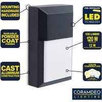 Coramdeo Commercial Residential Outdoor Sconce Wall Pack Light Wet Location Built In Led Color Select Switch For 3K 4K 5K