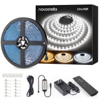 Novostella 40Ft Tunable White Led Strip Light 1344 Leds Dimmable 3000K-6500K 24V Remote Flexible Led Tape For Christmas Living Room Cabinet Counter Bedroom Home Kitchen Bar Ceiling Daylight Warm White