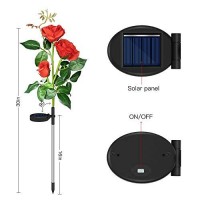 Anordsem Solar Garden Lights Outdoor Decor For Yard Led Flowers Lamp Pathway Patio Waterproof Decorations, 2 Set Red Roses Solar Powered Decorative Path/Cemetery Grave Lighting White