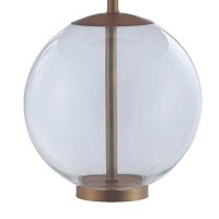 Benjara, White And Brown Drum Shade Metal Table Lamp With Glass Orb Accent