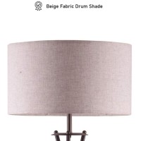 DetailsProduct Featuresgreat addition to a modern on transitional home decorThis contemporary floor lamp features a three leg tripod design for support and stabilizationBlack and bronze gradient metal bodyFeaturing a beige fabric drum shade Shade measures