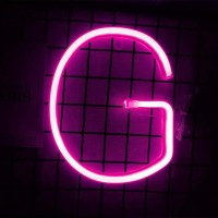 Smilco Light Up Marquee Letter Neon Sign,Pink 26 Alphabet Wall Decor Number With Usb And Battery Powered Lights For Wedding Birthday Christmas Party Bedroom Decoration (G)