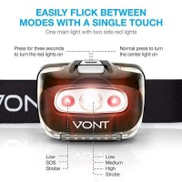 Vont Led Headlamp [Batteries Included, 2 Pack] Ipx5 Waterproof, With Red Light, 7 Modes, Head Lamp, For Running, Camping, Hiking, Fishing, Jogging, Headlight Headlamps For Adults & Kids