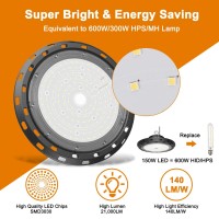 Vcmag Ufo Led High Bay Light 150W 21 000Lm 5000K Daylight 600W Hidhps Equivalent With Us Plug 5 Cable Led Warehouse Lights Com