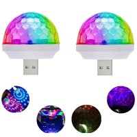 Usb Mini Voice-Activated Magic Ball Light, Disco Ball Light, Mini Portable Strobe Light, Led Car Usb Atmosphere Light, Suitable For Christmas/Halloween/Home Interior Decoration, Etc. White(2 Pcs)