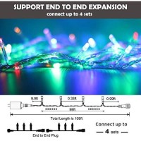 Xunxmas 109Ft 300 Led Christmas String Lights Indoor Outdoor, 8 Modes Christmas Tree Lights, Connectable Waterproof Twinkle Fairy Lights For Bedroom Party Patio Christmas Tree Decor(Colorful)