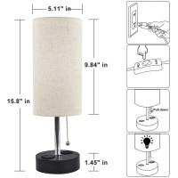 Comzler Usb Bedside Table Lamp, Small Lamp Nightstand Lamp With Usb Port To Recharge Your Devices,Led Bulb Included,Fabric Shade,Ambient Light Bedside Desk Lamp For Bedroom