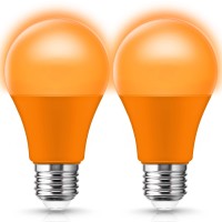 Jandcase A19 Orange Light Bulb, Halloween Orange Colored Light Bulbs, 9W(60W Equivalent), E26 Base Non-Dimmable Led Light Bulb, Christmas Party, Holiday Decoration, Home Bar Decor, 2 Pack