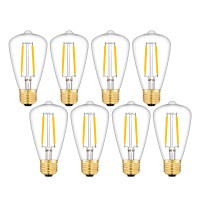 Omaykey 2W Led Edison Bulb 25W Equivalent 3000K Soft White 250 Lm, E26 Base Antique Edison Style Clear Glass Tiny St48 Dimmable Led Chandelier Filament Light Bulbs, Pack Of 8