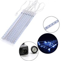 Zezuxy Rain Drop Lights Blue, Christmas Lights Outdoor Christmas Decorations, 12 In 8 Tubes Meteor Shower Lights Snow Falling Rain Lights Icicle Fairy String Lights Gifts For Women Xmas Tree,Ul Listed