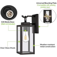 Hykolity Outdoor Wall Lantern, Exterior Wall Sconce Fixture, Wall Mount Lights Anti-Rust Waterproof Outdoor Porch Light With Clear Glass Shade For Entryway, Doorway, Etl Listed