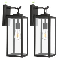 Hykolity Large Size Dusk To Dawn Outdoor Wall Lanterns, 18 Inch Matte Black Porch Lights, Exterior Wall Lighting, Anti-Rust Architectural Outdoor Sconces, Etl Listed, 2 Pack