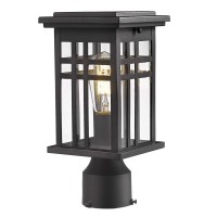 Zeyu Exterior Post Light, Outdoor Pole Lantern Pillar Light Fixture With Clear Glass Shade And Black Finish, 20068-P Bk