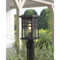 Zeyu Exterior Post Light, Outdoor Pole Lantern Pillar Light Fixture With Clear Glass Shade And Black Finish, 20068-P Bk