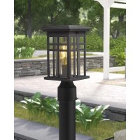 Zeyu Exterior Post Light, Outdoor Pole Lantern Pillar Light Fixture With Clear Glass Shade And Black Finish, 20068-P Bk