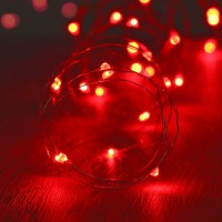 Tasodin Led Fairy Lights Waterproof 16.4Ft String Lights Battery Operated For Wedding, Home, Garden, Party, Christmas Decoration, Red