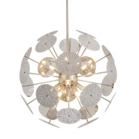 Fivess Lighting 12-Light Modern Sputnik Chandelier Brushed Nickel With Bulbs, Adjustable Rods Globe Pendant Lighting Fixture For Dining Room Kitchen Island Foyer Table Farmhouse