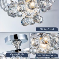 Bestier Modern Chrome Crystal Semi-Flushmount Chandelier Lighting Led Ceiling Light Fixture Lamp For Dining Room Bathroom Bedroom Livingroom Diameter 9