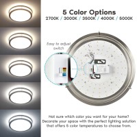 Luxrite 14 Inch Led Flush Mount Ceiling Light Cct Color Temperature Selectable 2700K 3000K 3500K 4000K 5000K Dimmable