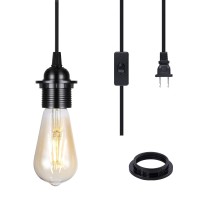 2Pack Plug In Pendant Light Huibona 15Ft Vintage Hanging Lantern Light Cord E26E27 Socket Black Pendant Light Kit With Inli