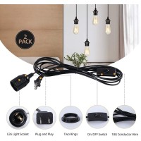 2Pack Plug In Pendant Light Huibona 15Ft Vintage Hanging Lantern Light Cord E26E27 Socket Black Pendant Light Kit With Inli