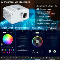 Azimom Upgraded Bluetooth 10W Twinkle Rgbw Fiber Optic Star Ceiling Light Kits Mixed 460Pcs 98Ft Fibers Sensory Music Mode App