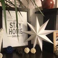 Sunbeauty 3 Pcs 9Pointed White Paper Star Lanterns 12 Inch Hanging Lampshade Wedding Birthday Christmas Home Party Decoration