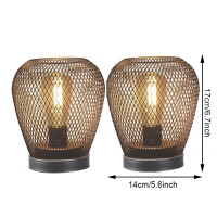 Jhy Design Set Of 2 Metal Cage Led Lantern Battery Powered,Cordless Accent Light With Led Edsion Style Bulb.Great For Weddings,Parties,Patio,Events For Indoors Outdoors(Diamond Shape)