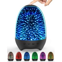 Aiscool Night Light Bluetooth Speaker 3D Glass Music Bedside Table Lamp With 7 Colors Led Touch Night Lamp Rechargeable Portab