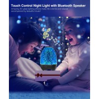 Aiscool Night Light Bluetooth Speaker 3D Glass Music Bedside Table Lamp With 7 Colors Led Touch Night Lamp Rechargeable Portab