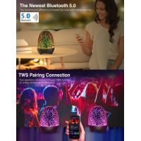 Aiscool Night Light Bluetooth Speaker 3D Glass Music Bedside Table Lamp With 7 Colors Led Touch Night Lamp Rechargeable Portab