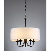 Warehouse Of Tiffany Su17005 Gwenevere 5Light White Fabric 22Inch Blackfinish Chandelier