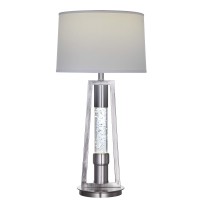 Homeroots Lighting 15 X 15 X 31 Brushed Nickel Metal Glass Led Shade Table Lamp