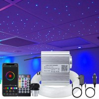 Akepo 10W Fiber Optic Lights Kit Twinkle+ App Control + Music Effect For Star Ceiling Sky Light Car Home Use, Rgbw Light Engine+Optical Fiber Cable 375Pcs Of 9.8Ft/3M(0.03+0.04+0.06In)+28Key Remote