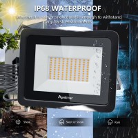 Apolinar Waterproof Flood Light Outdoor, 100W 10000Lm Super Bright Security Light, 6000K Daylight White, Led Outdoor Flood Light For Backyard, Stadium, Garden, Playground, Lawn, Warehouse