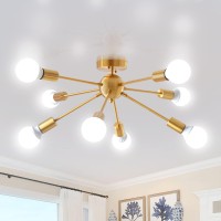 Kostomo 8 Light Sputnik Ceiling Light Brushed Gold Chandelier Brass Rustic Semi Flush Mount Ceiling Light Modern Kitchen Light F